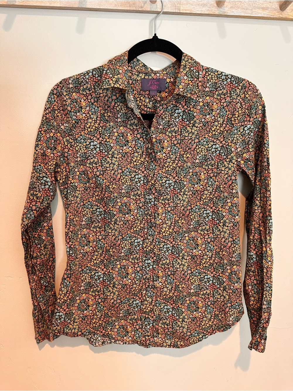 J. Crew Men's Floral Button-Down Shirt - Orange, Green, Blue, Cream